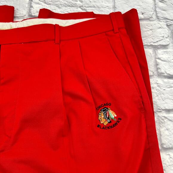 LA MODE Vintage Pleated Golf Pants Men's Size 40 Red Chicago Blackhawks - Picture 3 of 11